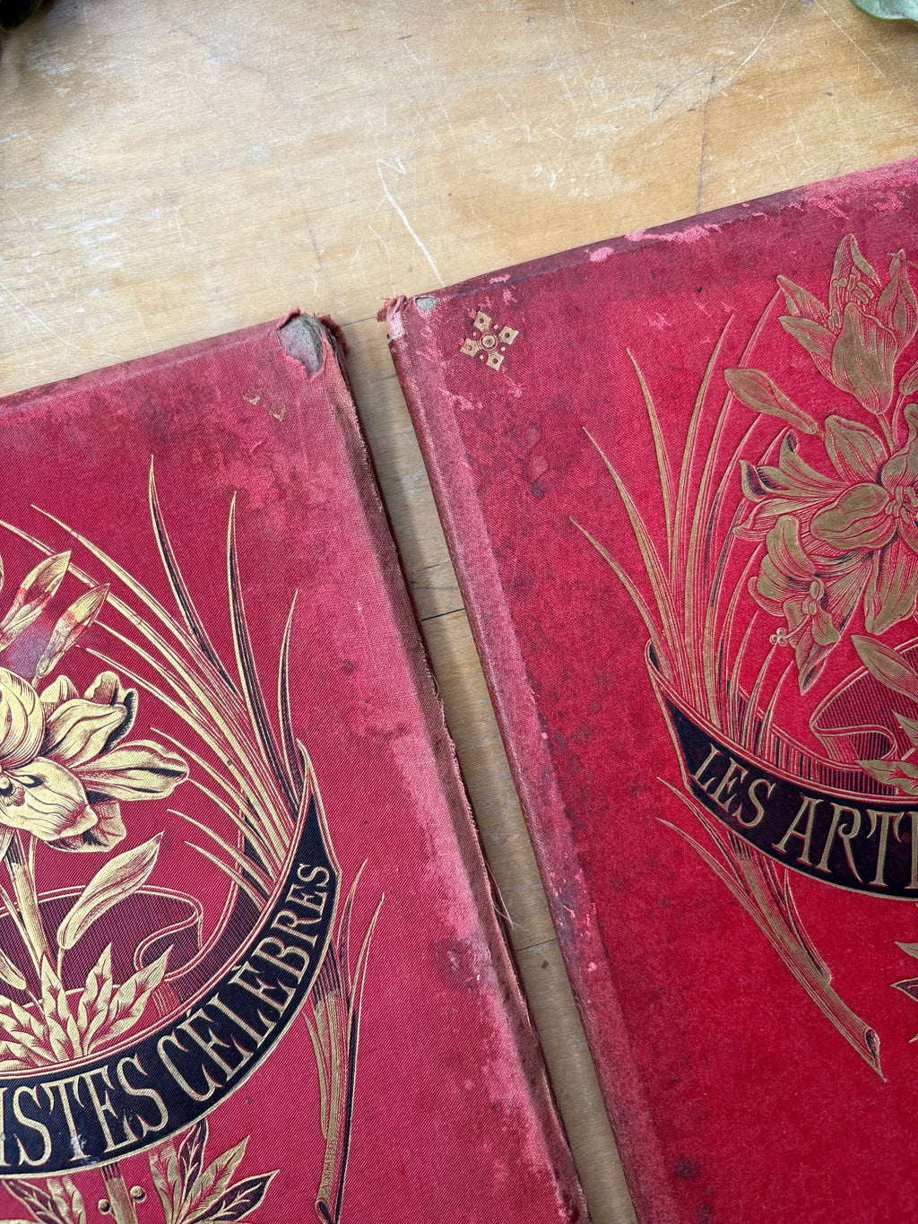 Set of 2 "Les Artistes Celebres" Antique French Books, Fradonard and Hobbema