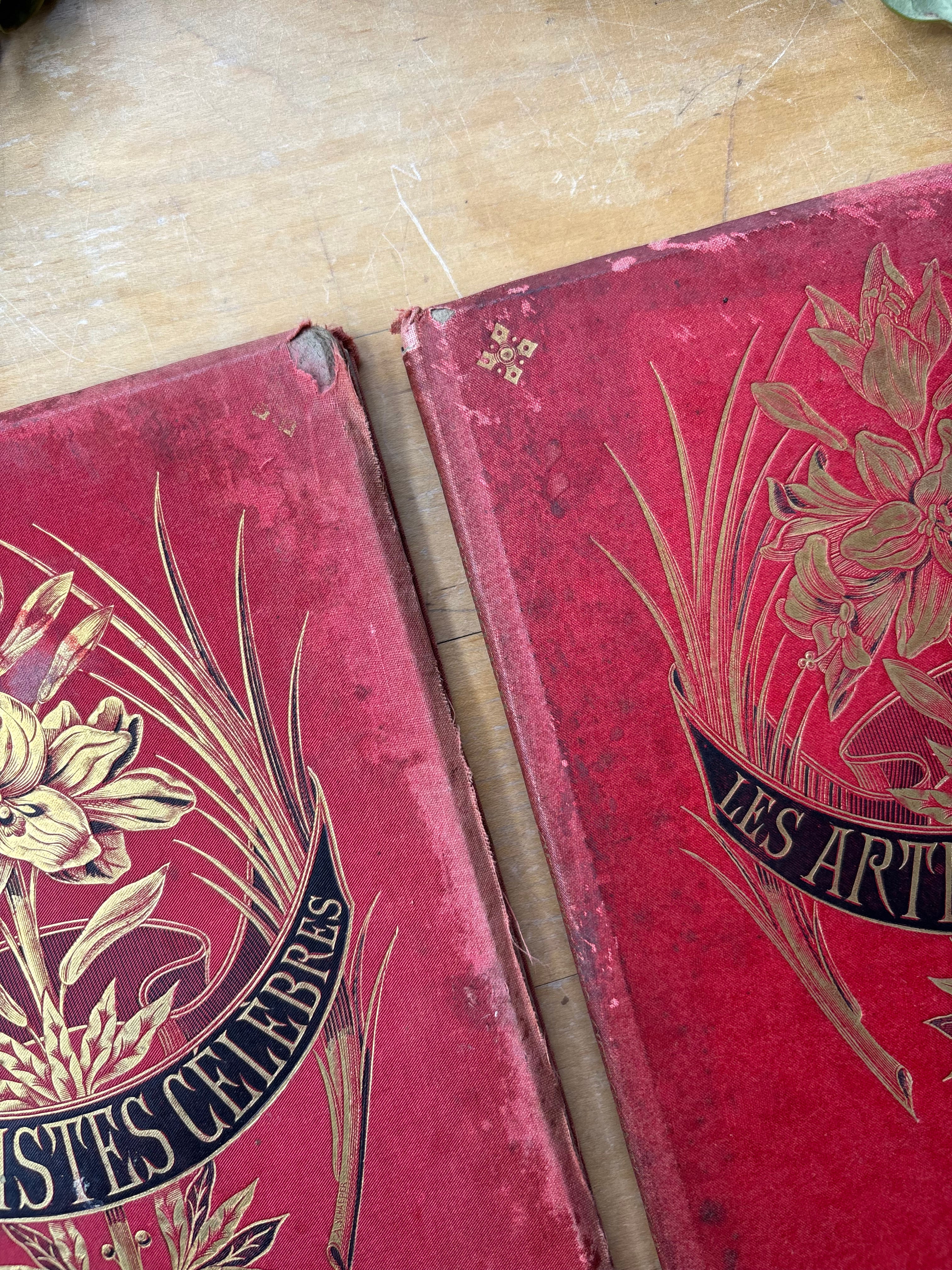 Set of 2 "Les Artistes Celebres" Antique French Books, Fradonard and Hobbema