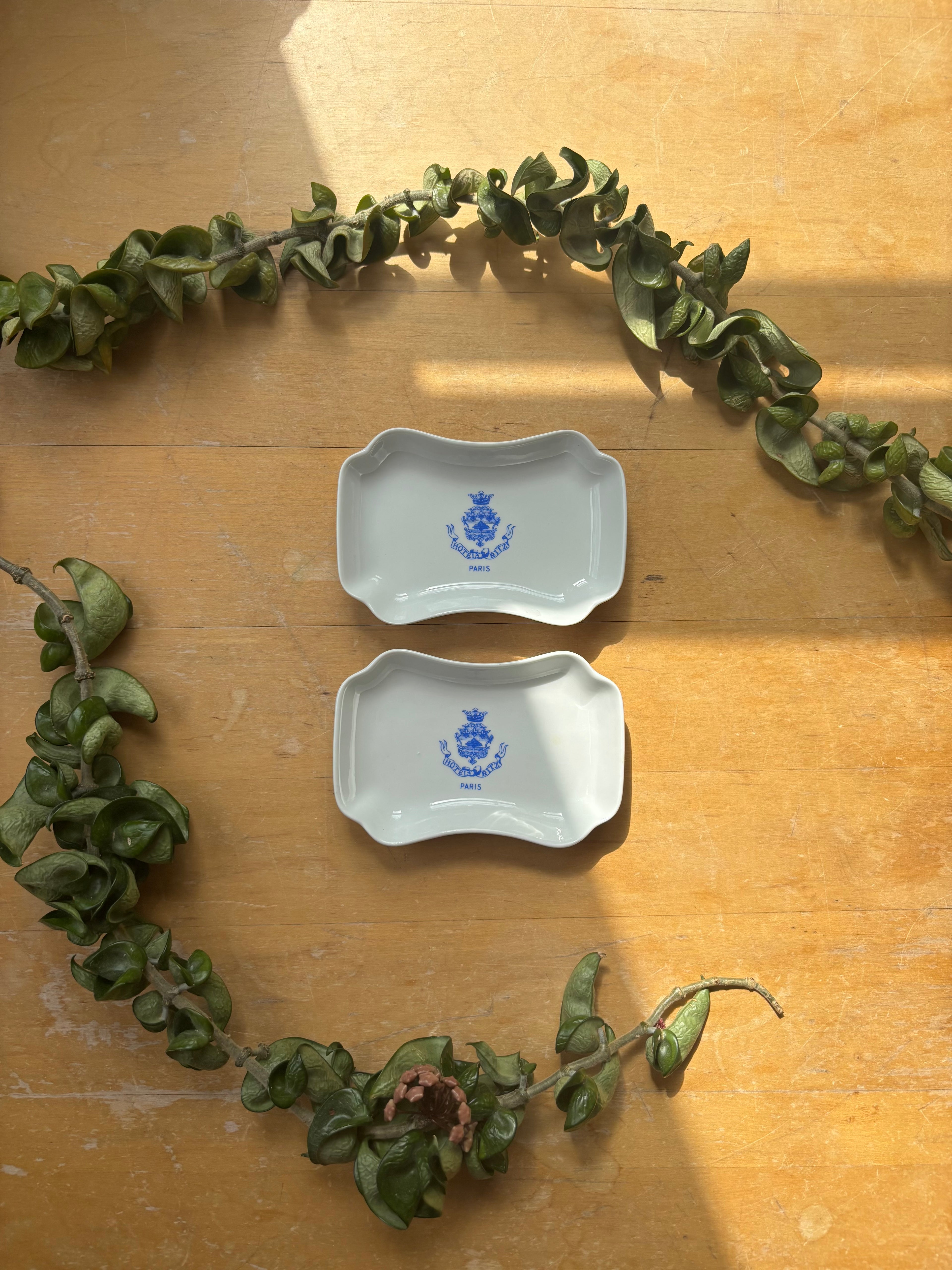 Pair of Hotel Ritz Paris Trinket Trays - Crest with Ribbon