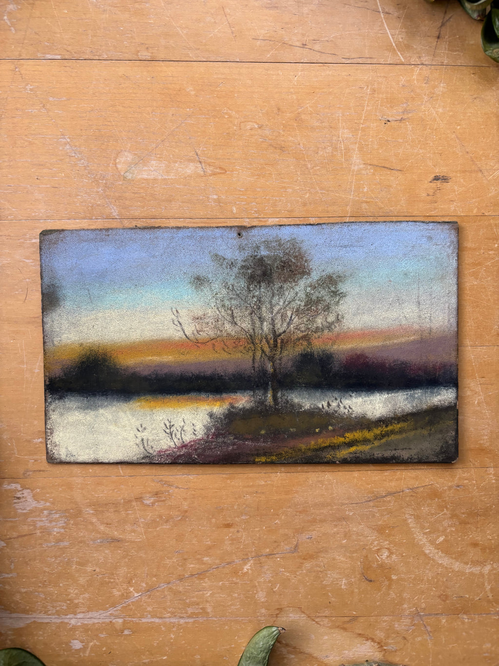 Pastel No. 8 - Sunset on the Creek (with Tree)