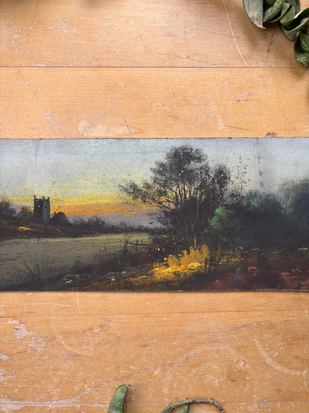 Pastel No. 1 - A Tower at Sunset