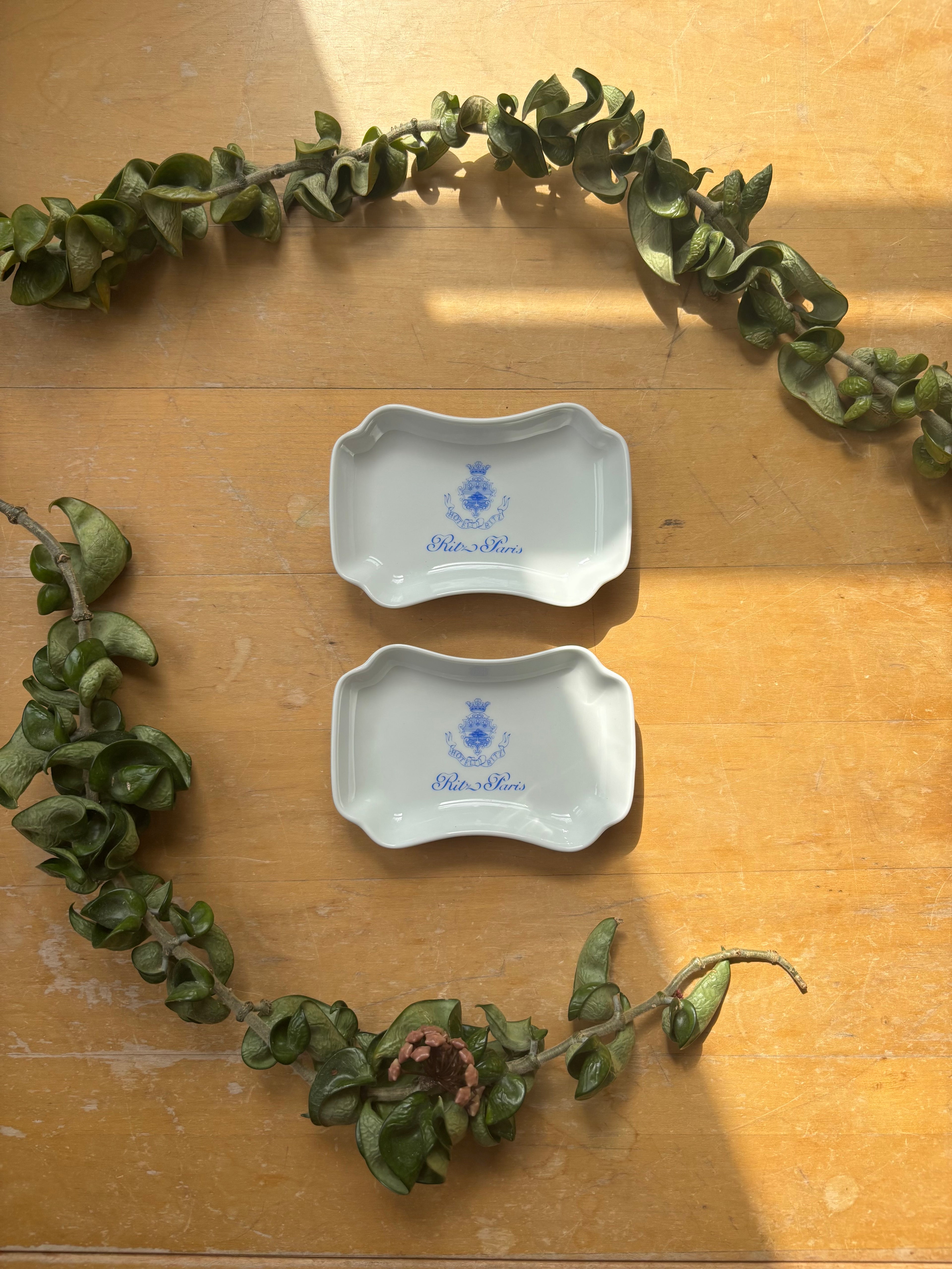 Pair of Hotel Ritz Paris Trinket Trays - Crest with Cursive