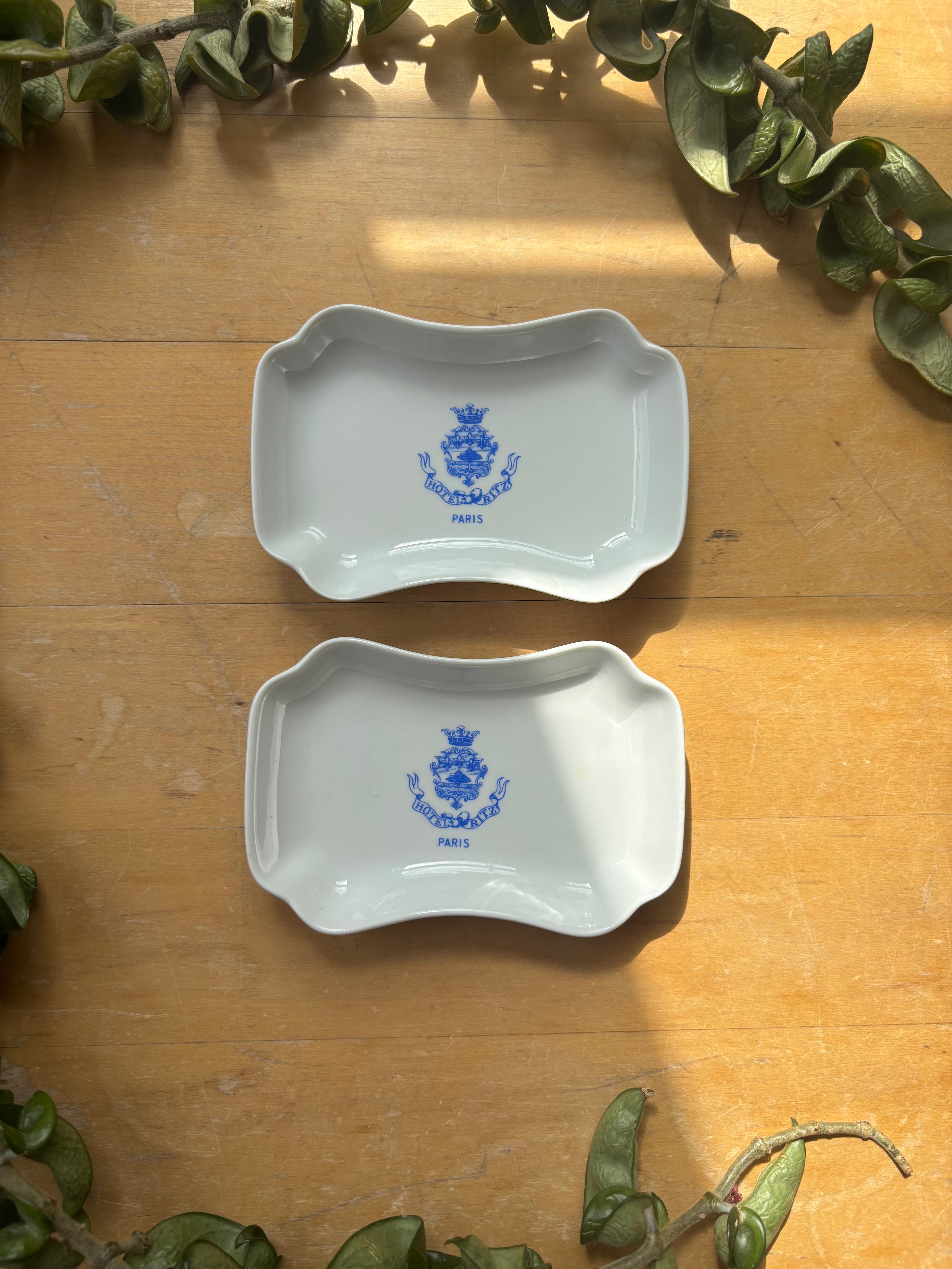 Pair of Hotel Ritz Paris Trinket Trays - Crest with Ribbon