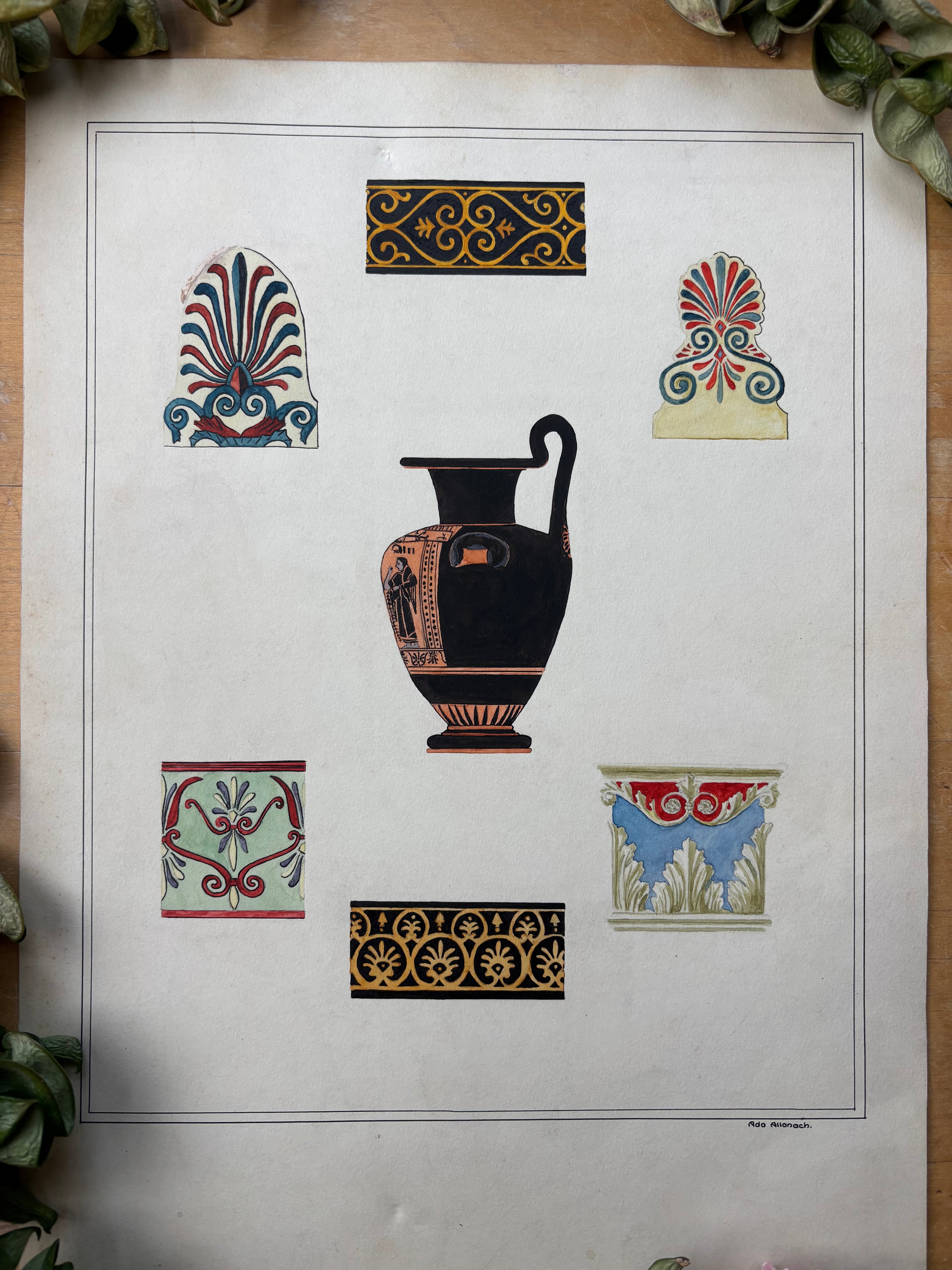 Art Student Studies - Oil on Paper with Jug and Designs
