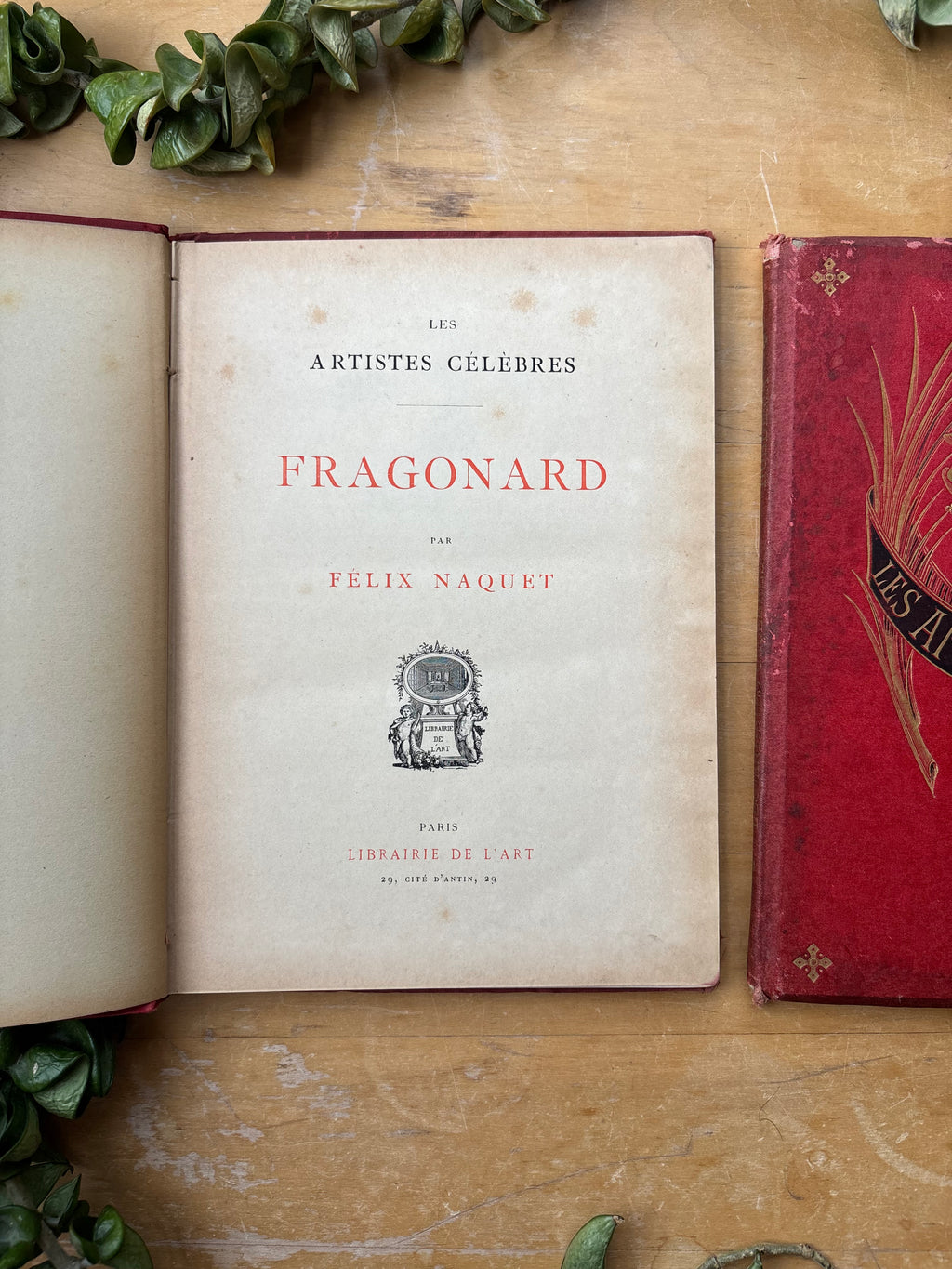 Set of 2 "Les Artistes Celebres" Antique French Books, Fradonard and Hobbema