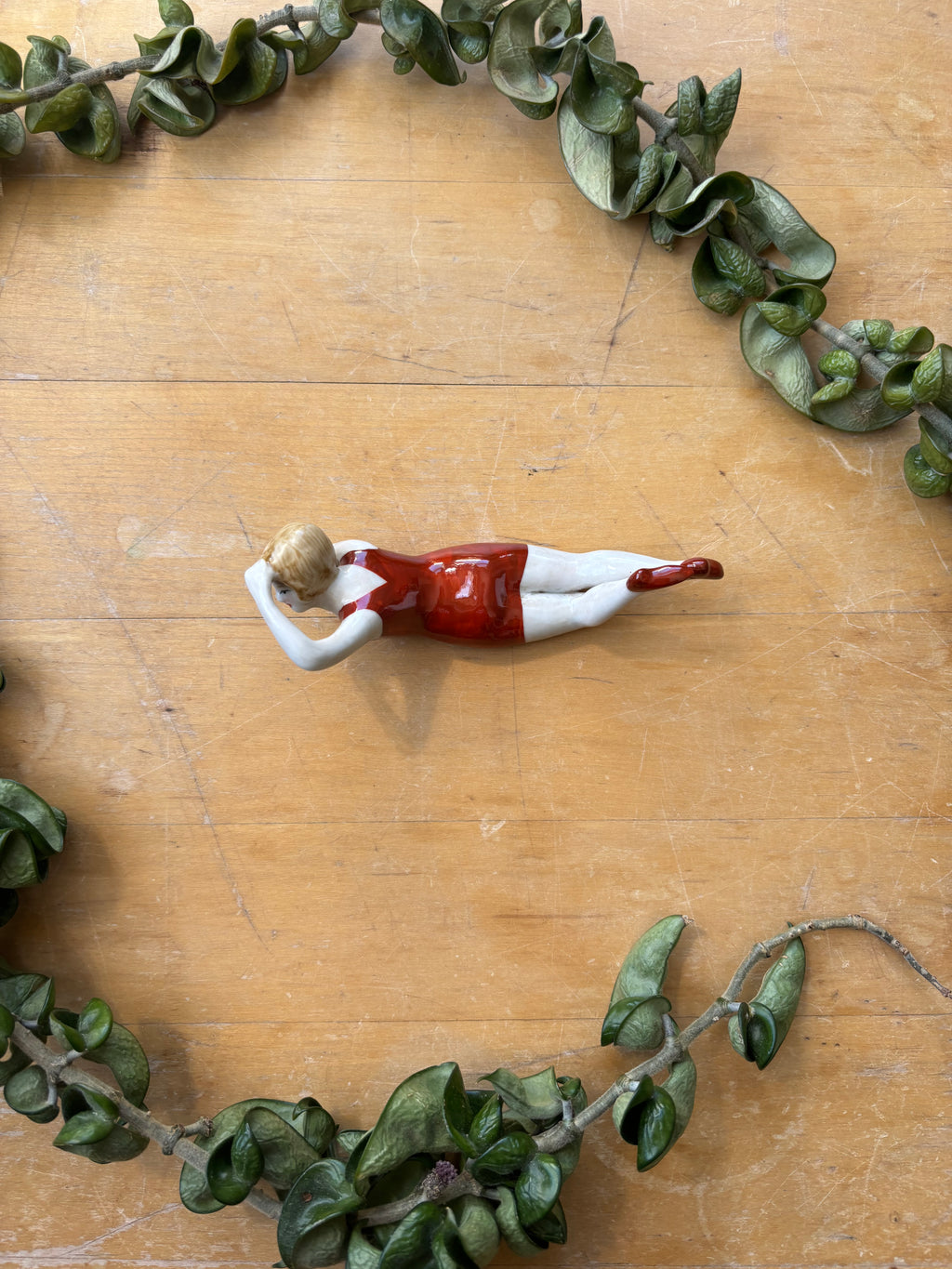Art Deco Swimming Gal, Red Swimming Suit
