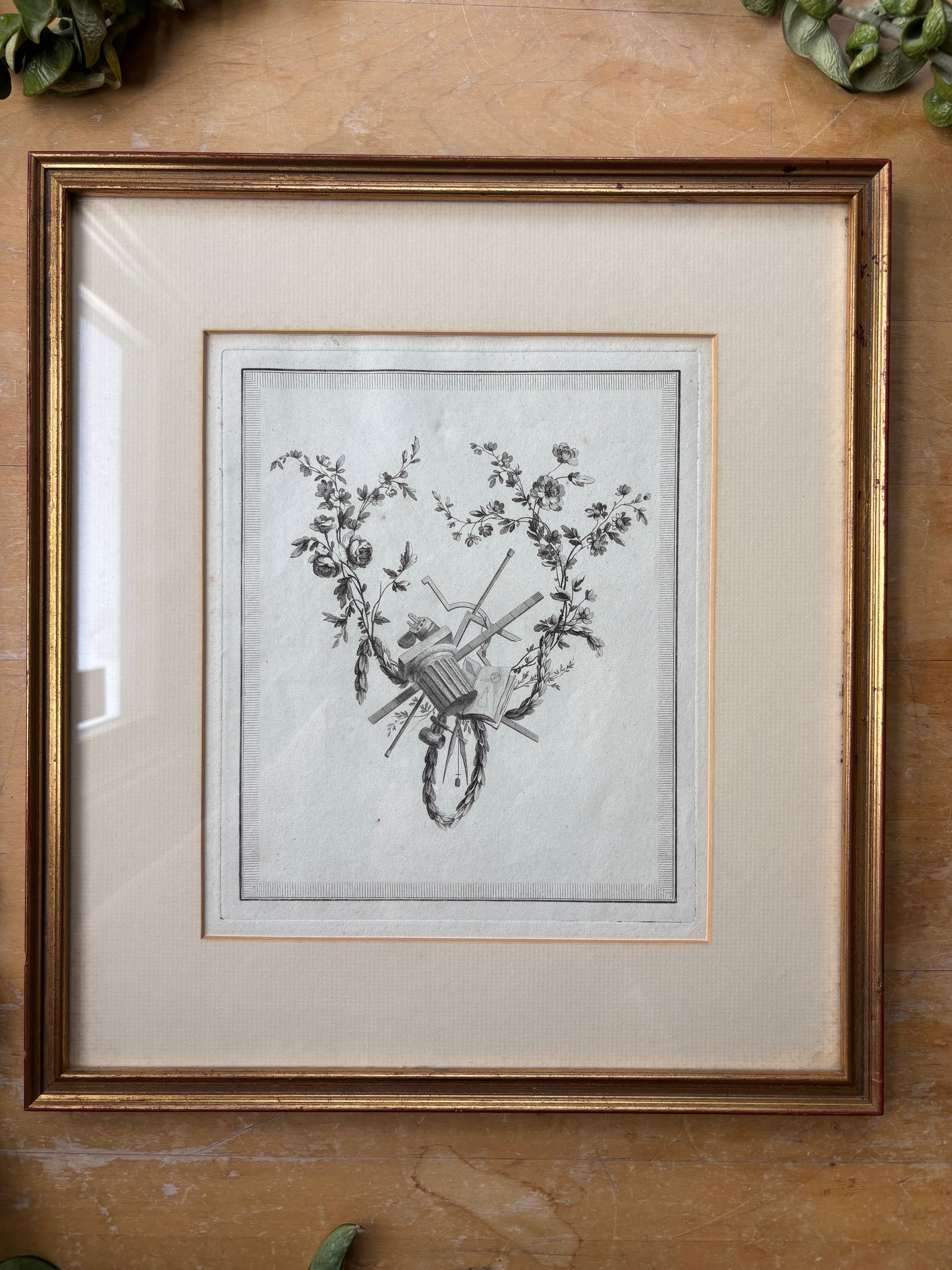 "Trophy" from "Livre de Trophees des Arts et Sciences" Antique Etching