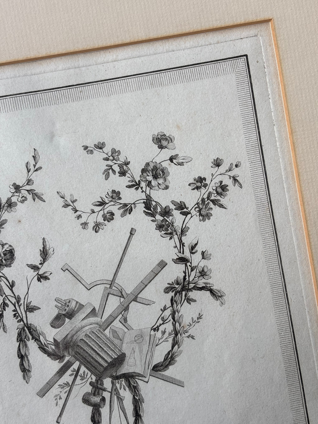 "Trophy" from "Livre de Trophees des Arts et Sciences" Antique Etching