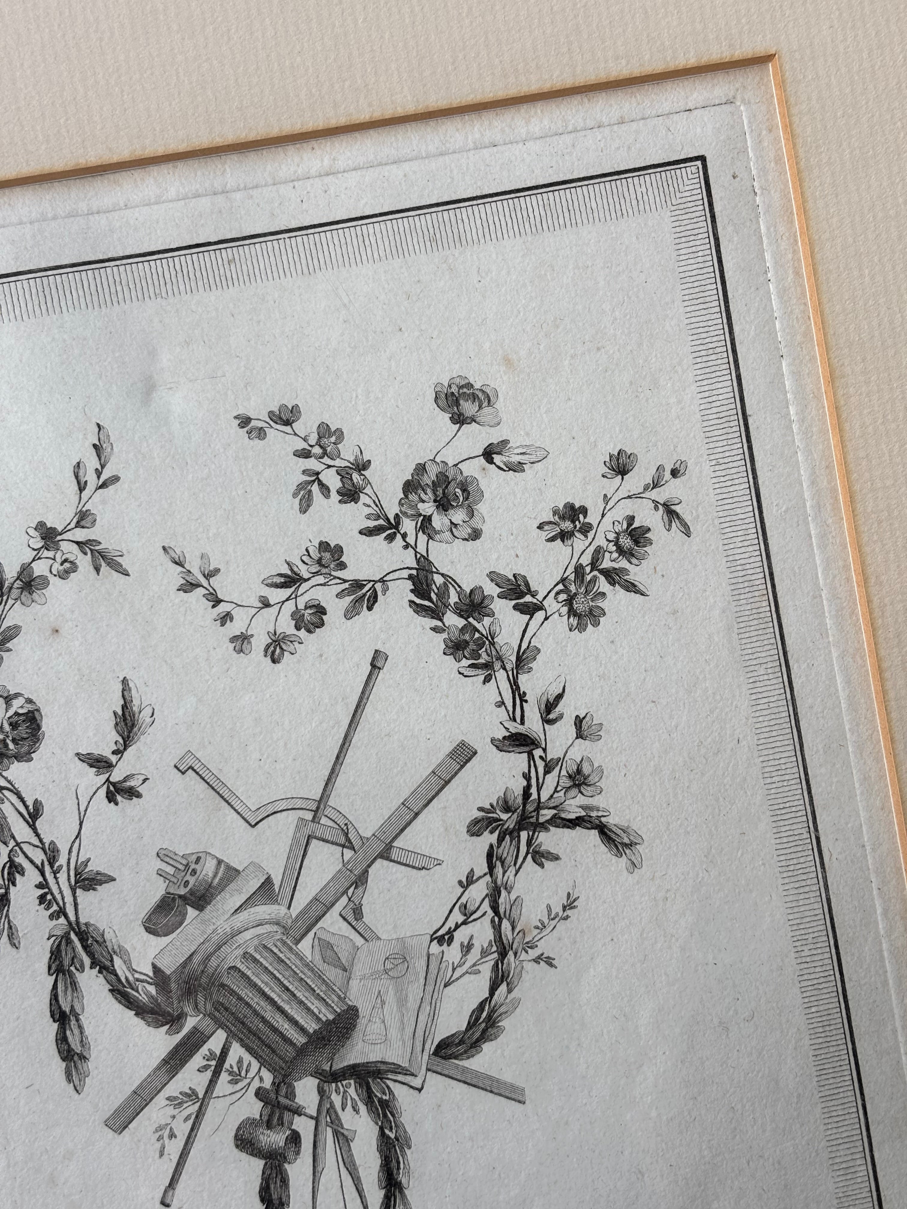 "Trophy" from "Livre de Trophees des Arts et Sciences" Antique Etching