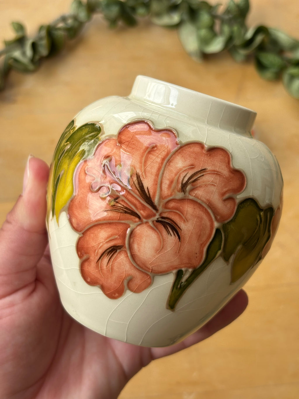 Vintage Moorcroft "Hibiscus" Ginger Jar, Small