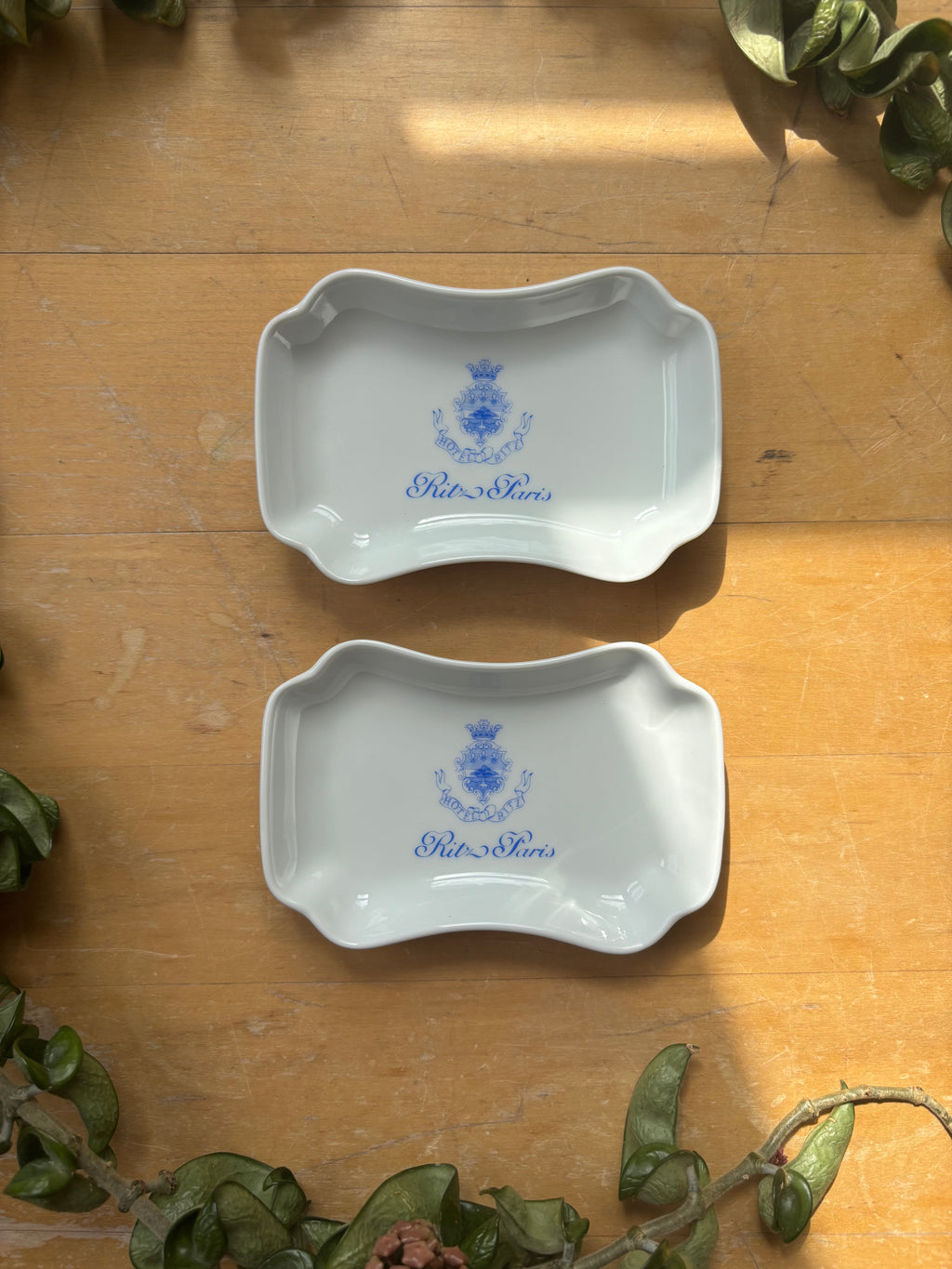 Pair of Hotel Ritz Paris Trinket Trays - Crest with Cursive