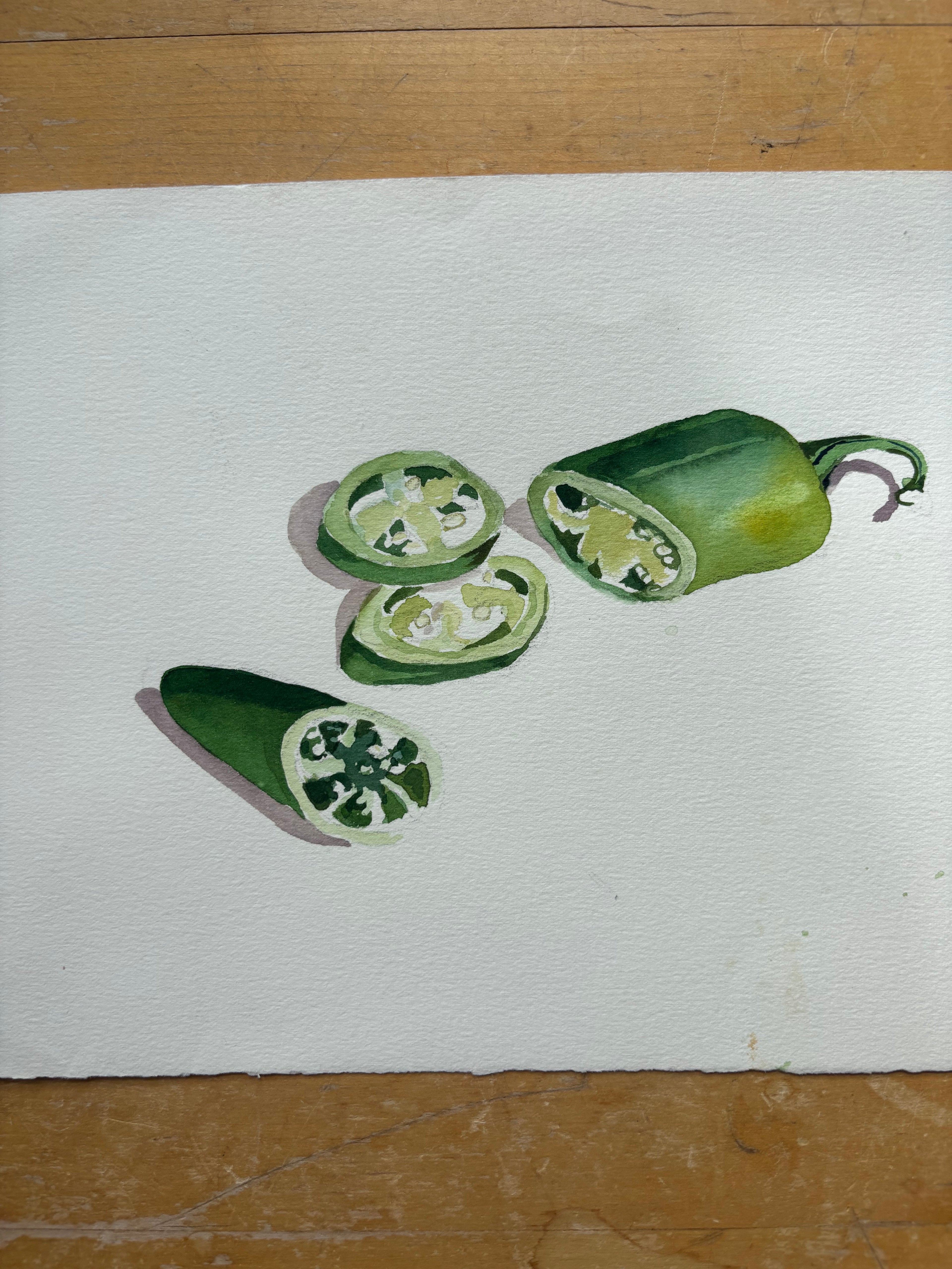 Sliced Jalapeno Watercolor