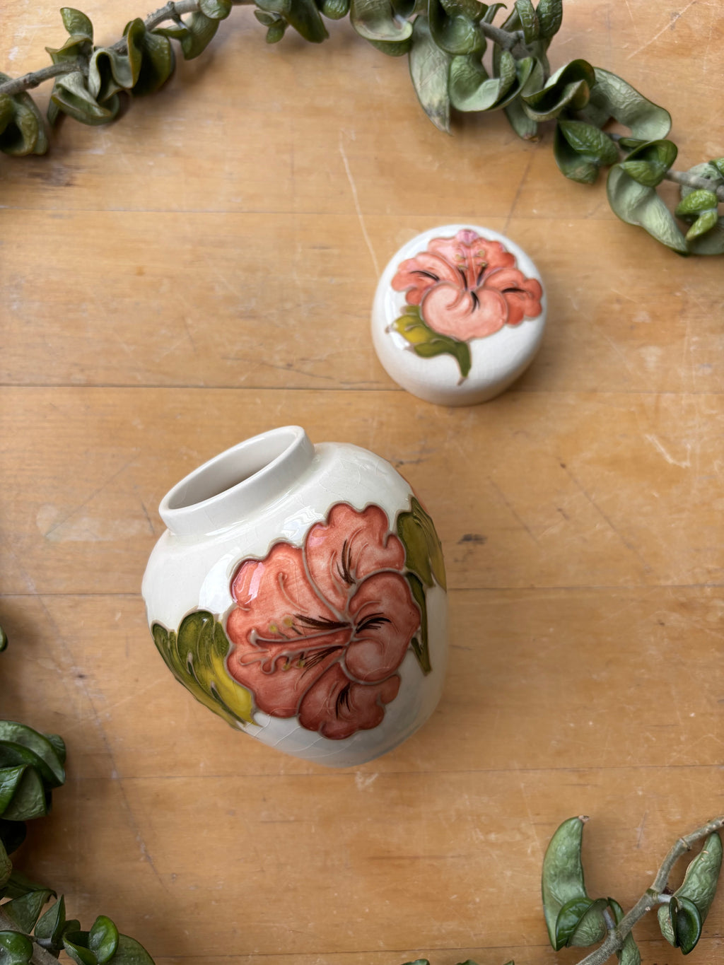 Vintage Moorcroft "Hibiscus" Ginger Jar, Small
