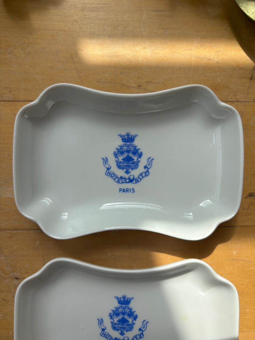 Pair of Hotel Ritz Paris Trinket Trays - Crest with Ribbon