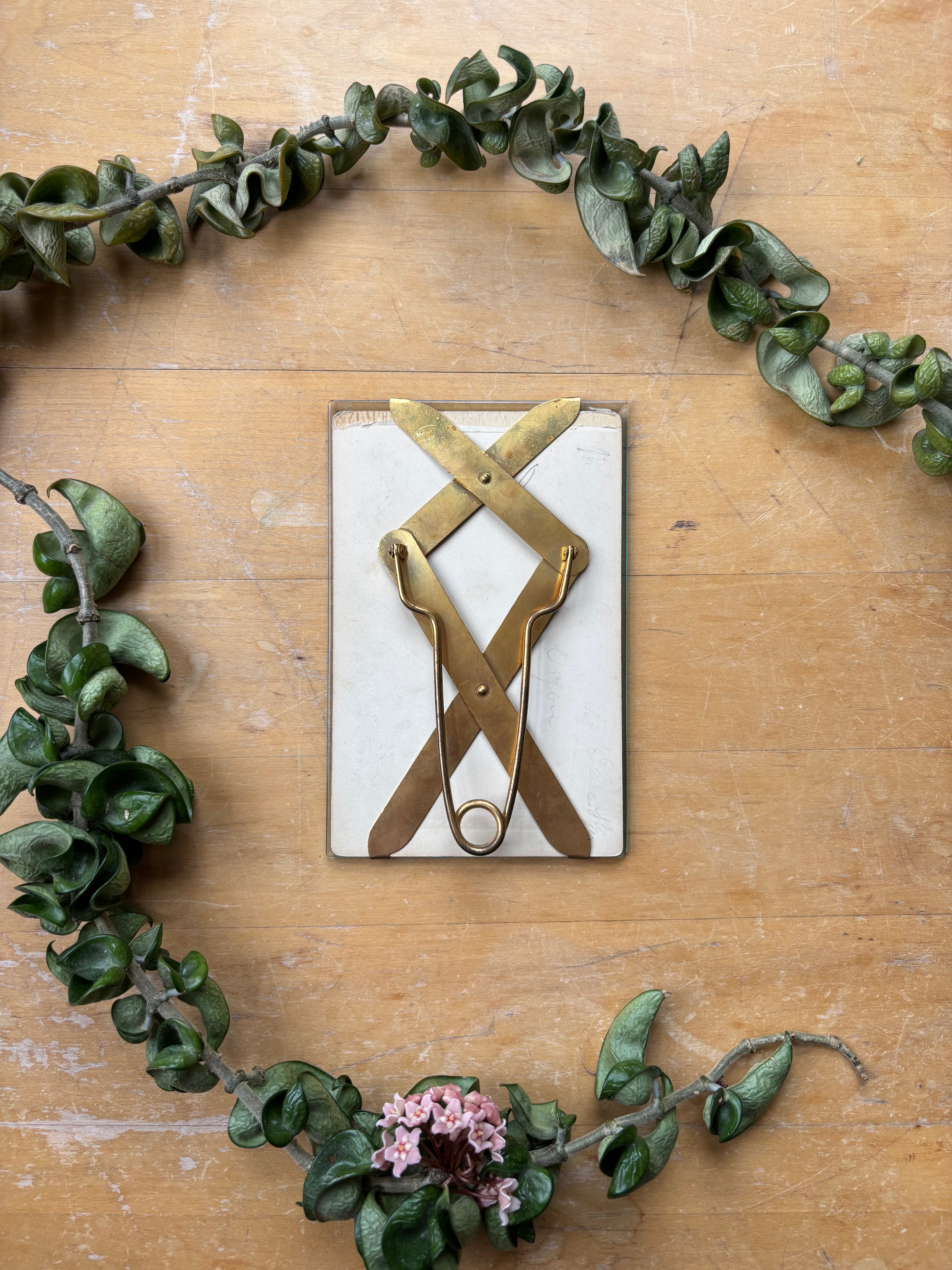 Glass Pinch Frame with Florals and Lady's Portrait
