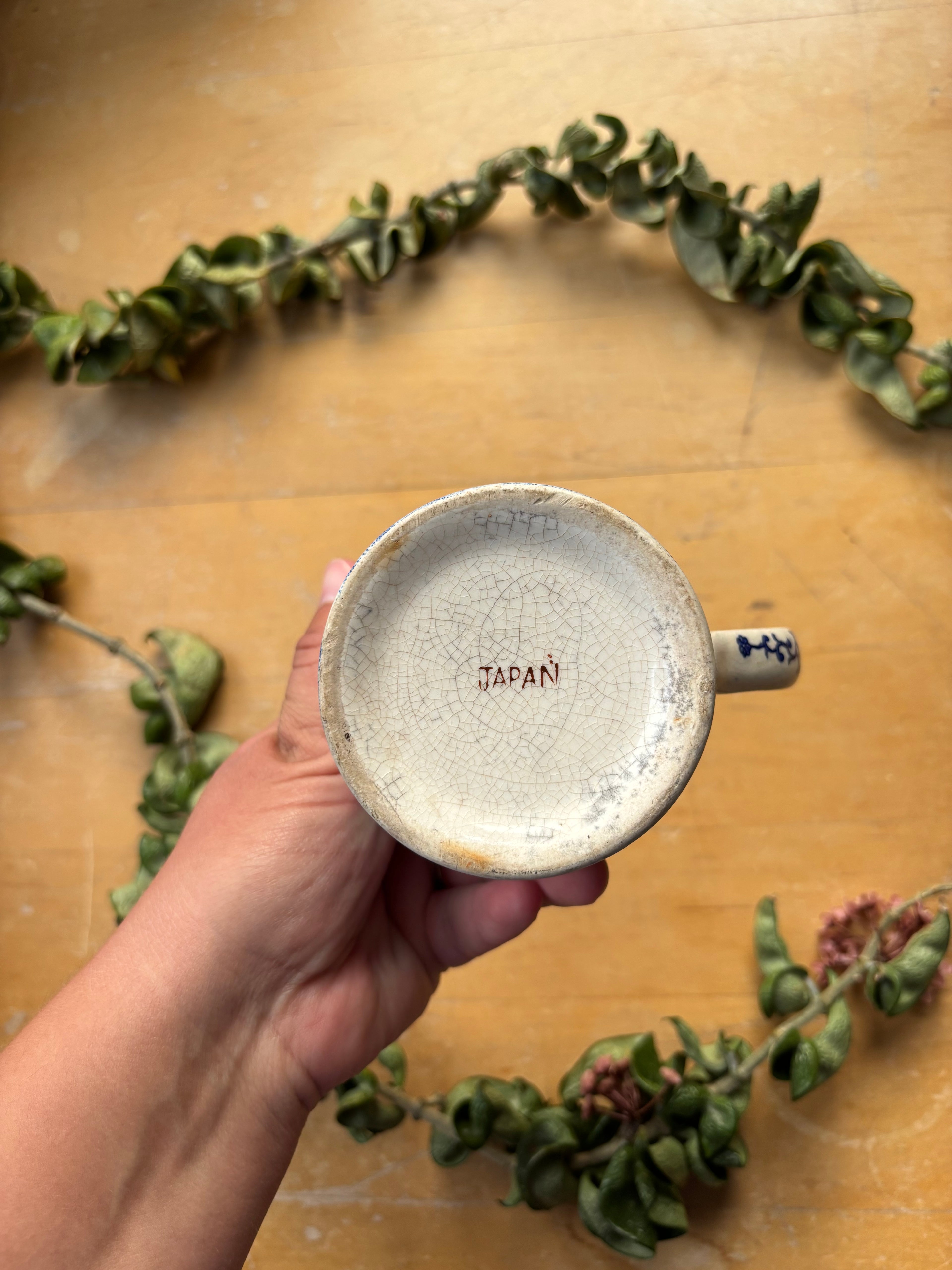 Vintage Worn Blue Willow Mug