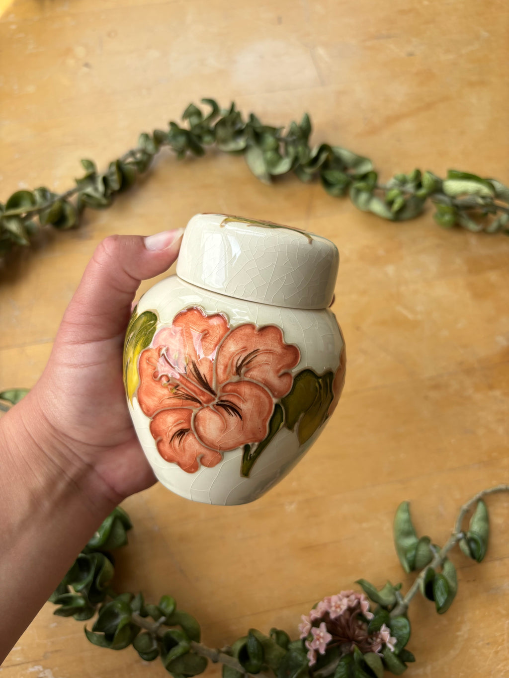 Vintage Moorcroft "Hibiscus" Ginger Jar, Small