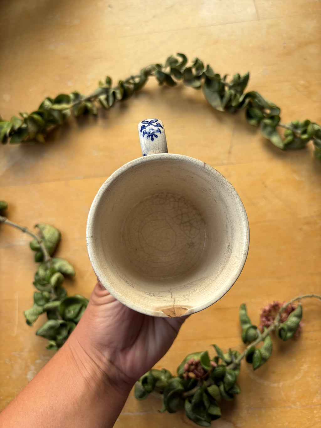 Vintage Worn Blue Willow Mug