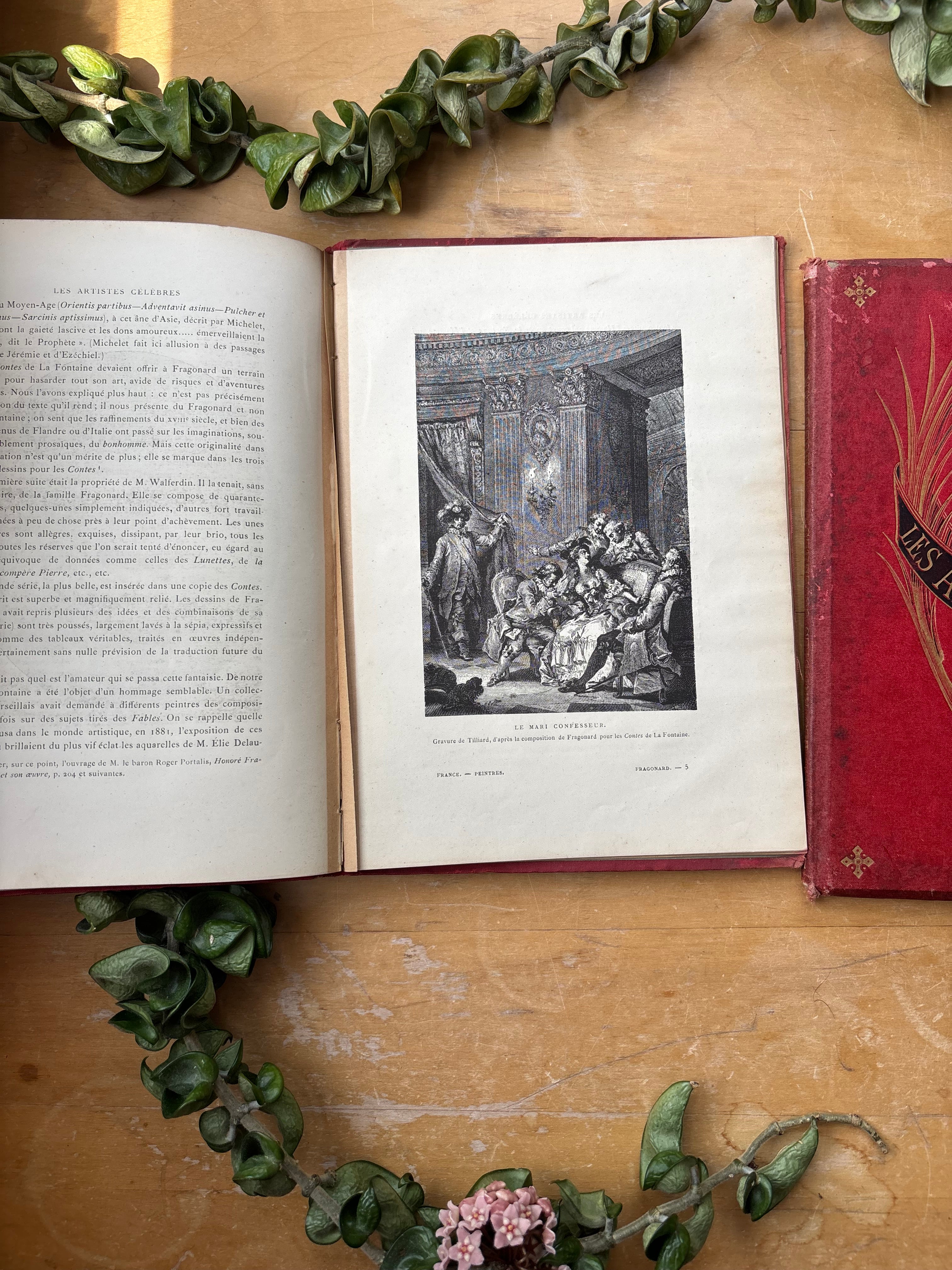 Set of 2 "Les Artistes Celebres" Antique French Books, Fradonard and Hobbema