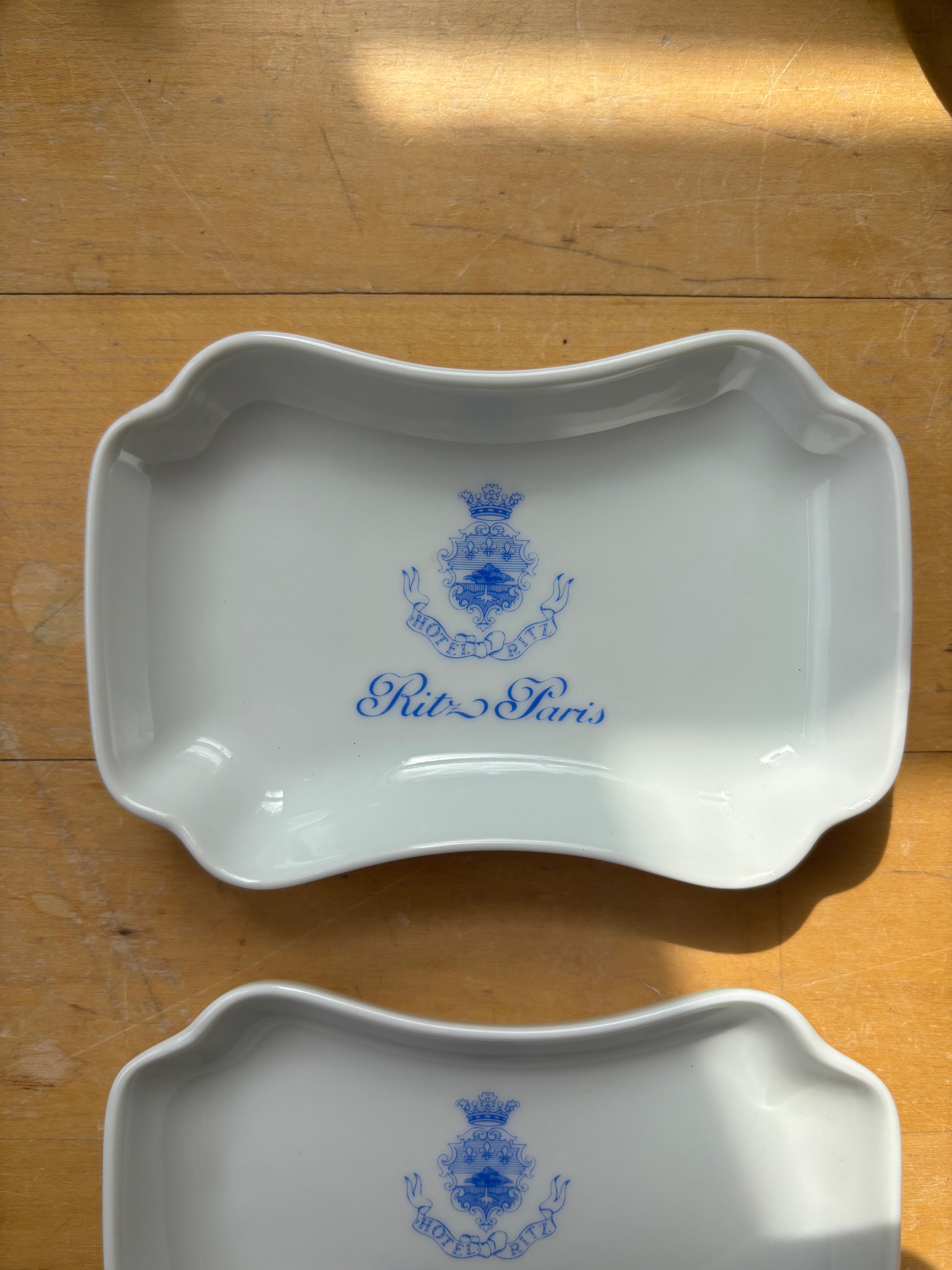 Pair of Hotel Ritz Paris Trinket Trays - Crest with Cursive