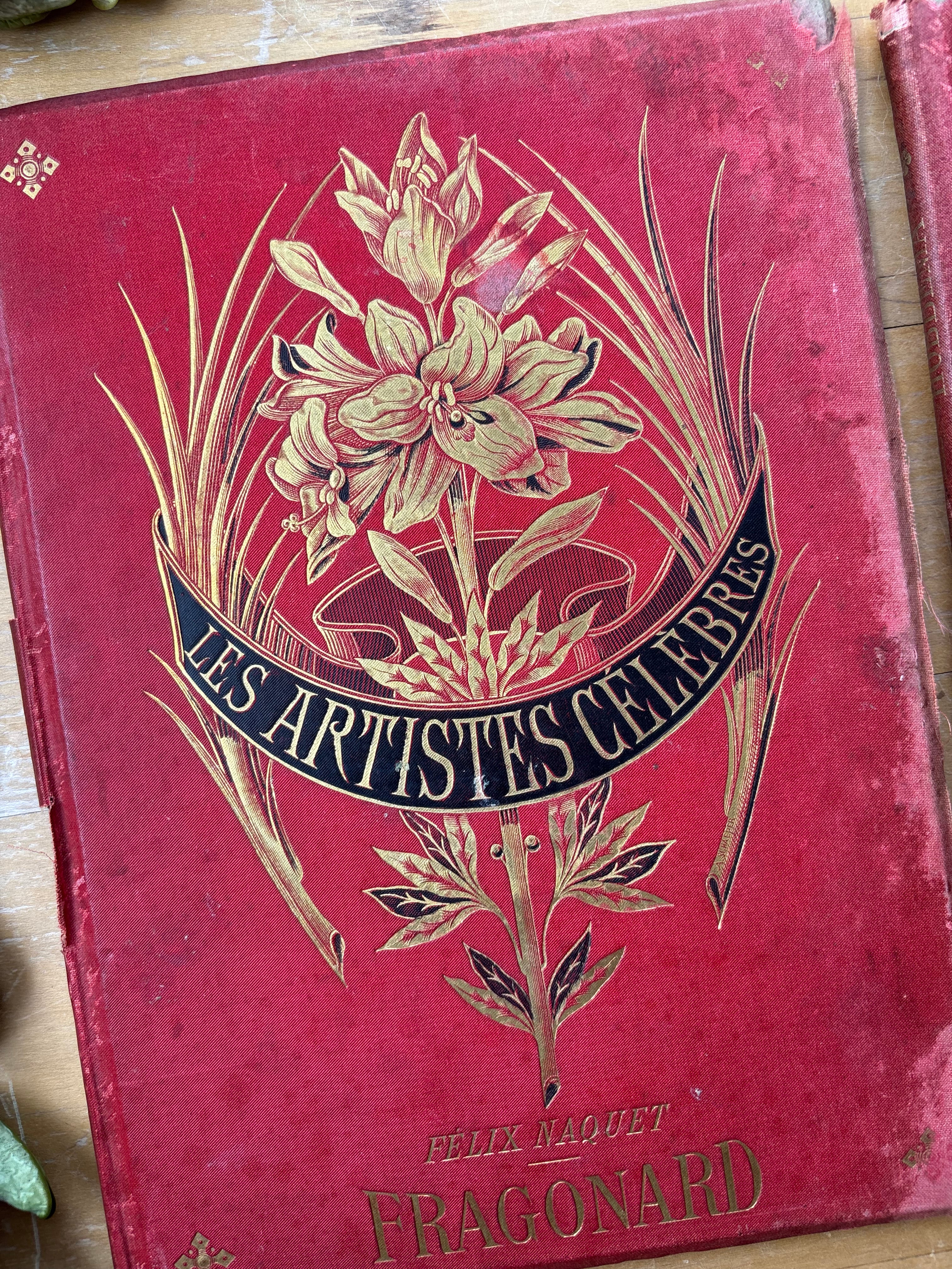 Set of 2 "Les Artistes Celebres" Antique French Books, Fradonard and Hobbema
