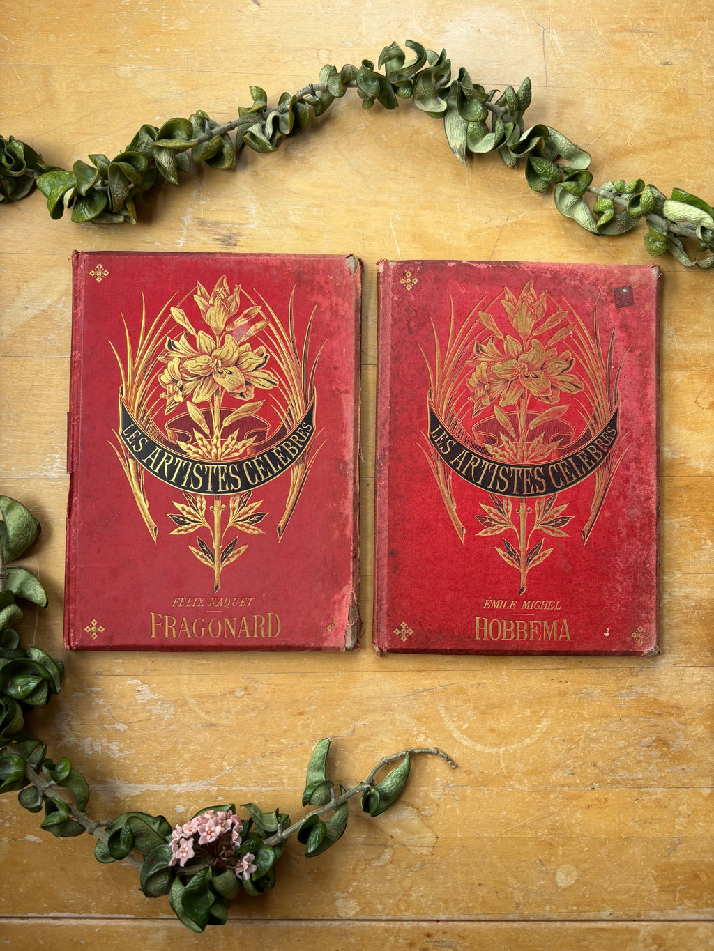 Set of 2 "Les Artistes Celebres" Antique French Books, Fradonard and Hobbema