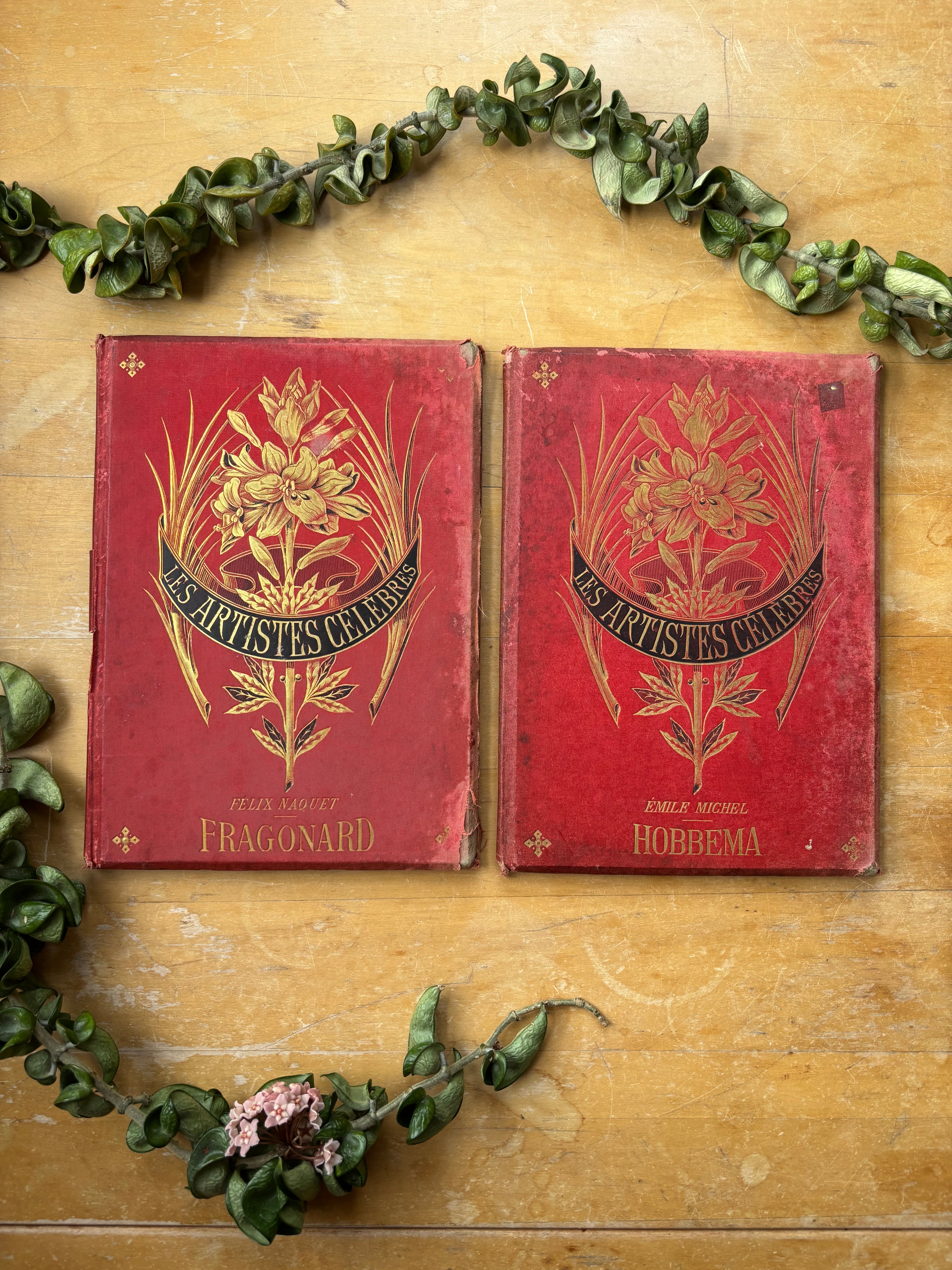 Set of 2 "Les Artistes Celebres" Antique French Books, Fradonard and Hobbema