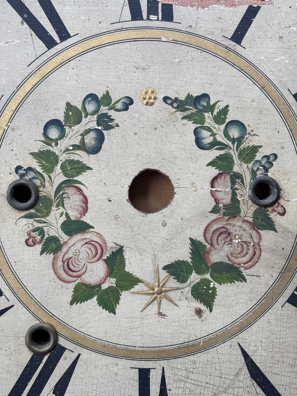 Antique Worn Pillar Clock Face